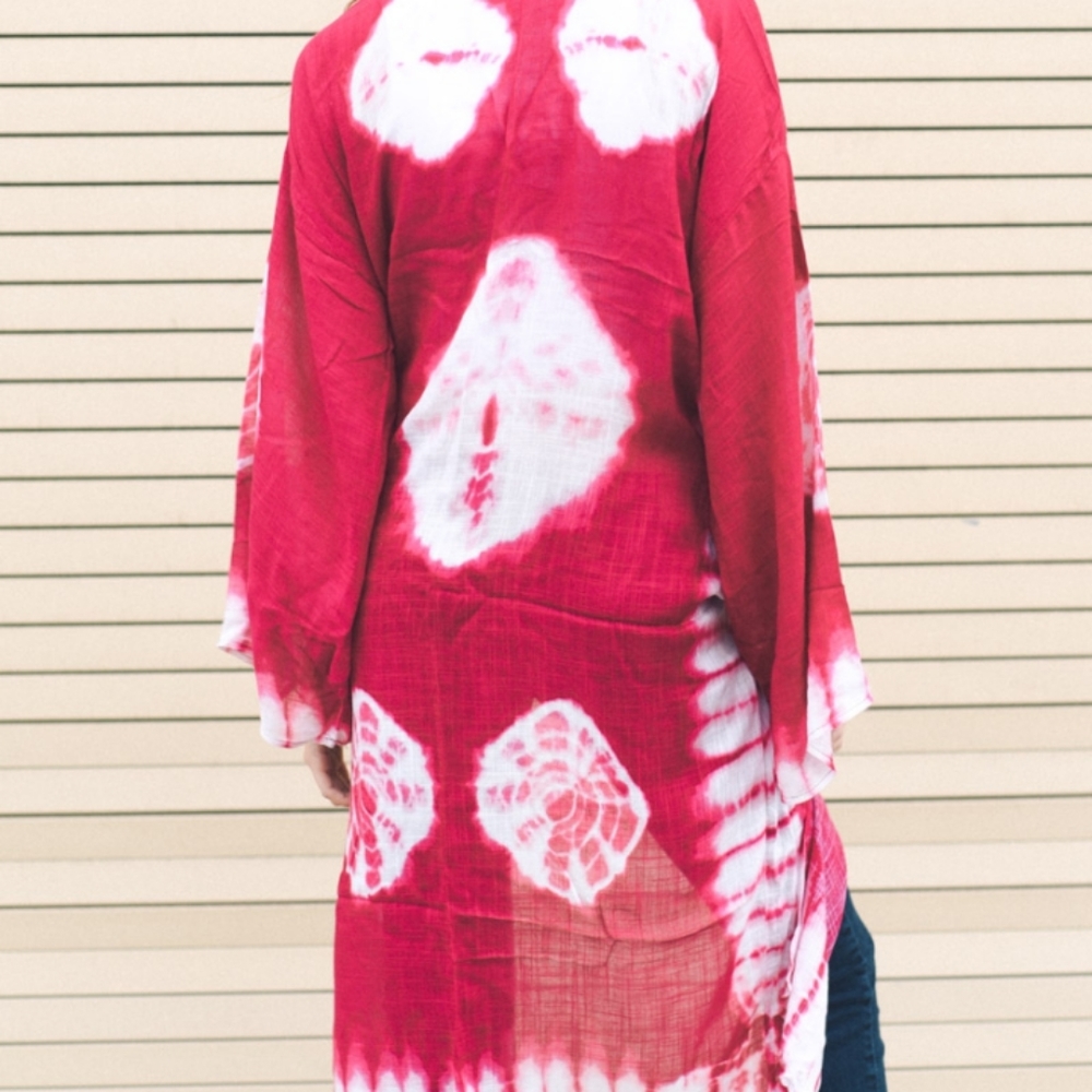 Tie-dye long kimono wrap - Picture 2 of 3